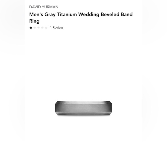 David Yurman Other - DAVID YURMAN Men’s Gray Titanium Wedding Beveled Band Ring, 8 NWT!